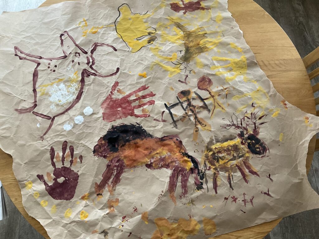Cave art painted on paper