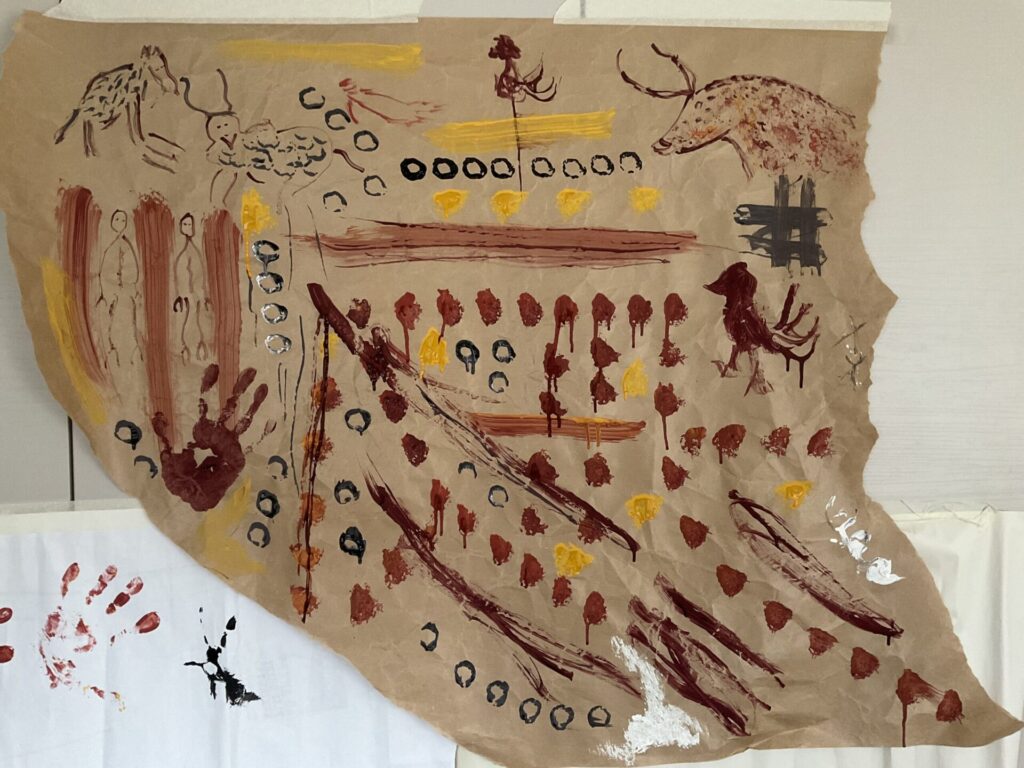 Cave art painted on paper