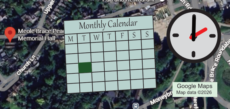 Graphic for the Folk Tunes Workshop group, shows location, calendar and time.