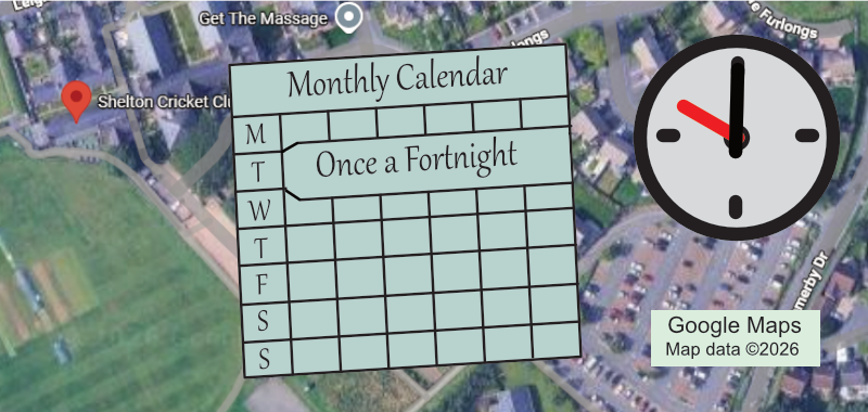 Graphic for the Petanque group, shows location, calendar and time.