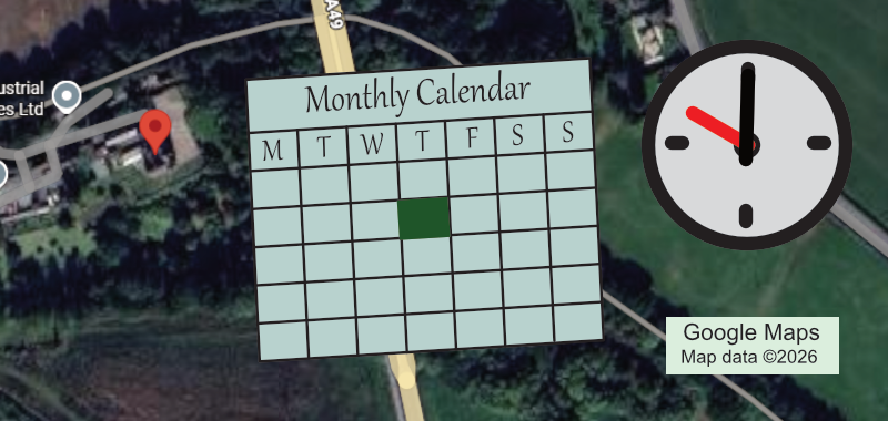 Graphic for the Military History group, shows location, calendar and time.
