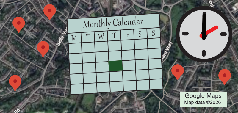 Graphic for the Creative Writing group, shows location, calendar and time.