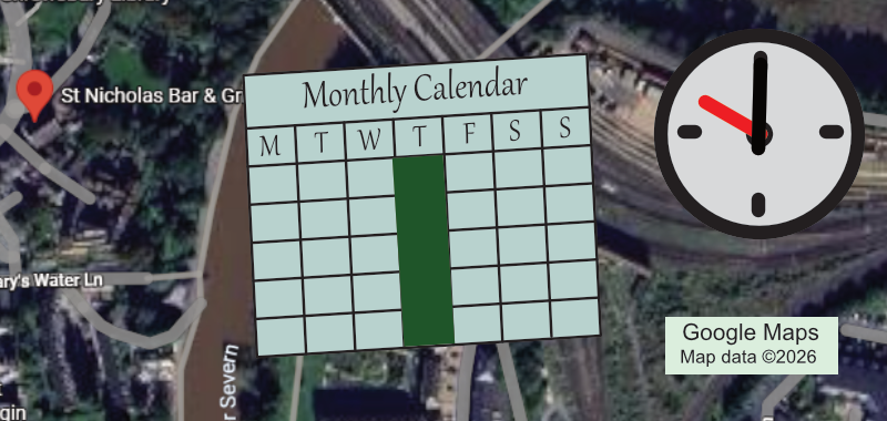 Graphic for the Cycling 2 group, shows location, calendar and time.