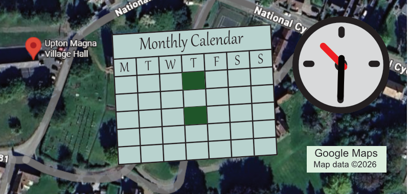 Graphic for the Early Dance group, shows location, calendar and time.