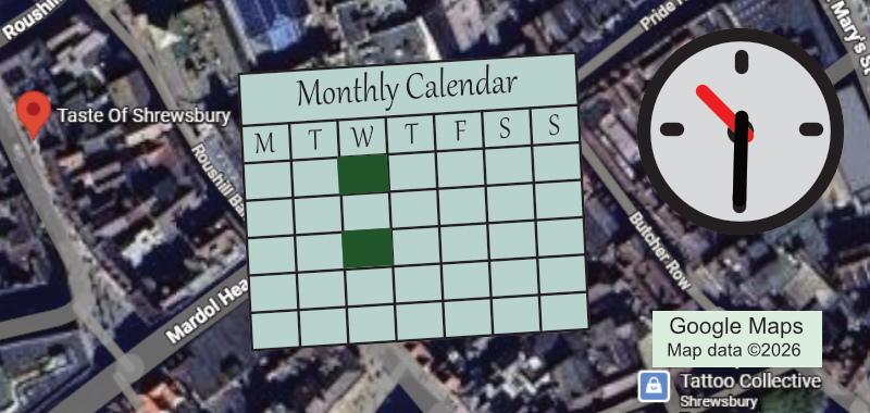 Graphic for the Family History group, shows location, calendar and time.