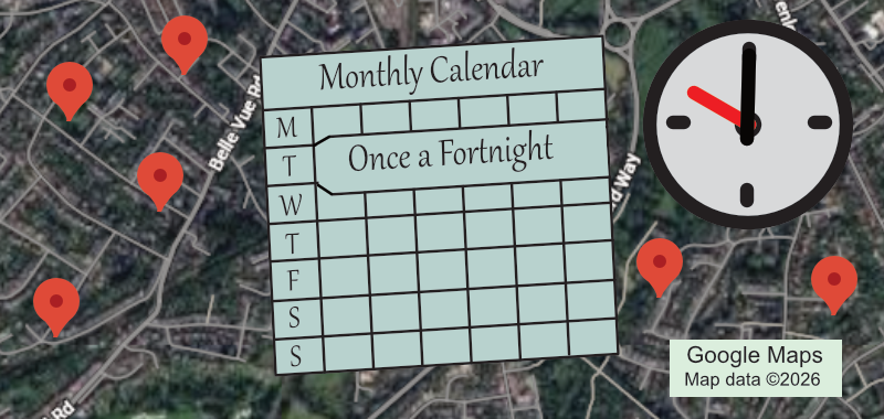 Graphic for the French Conversation 3 group, shows location, calendar and time.