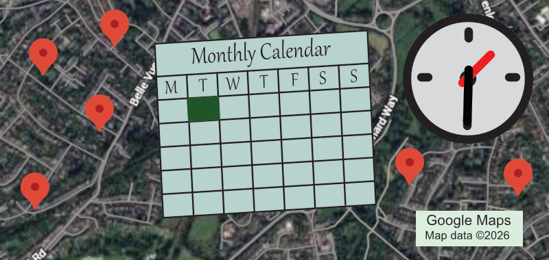 Graphic for the Jazz Appreciation group, shows location, calendar and time.