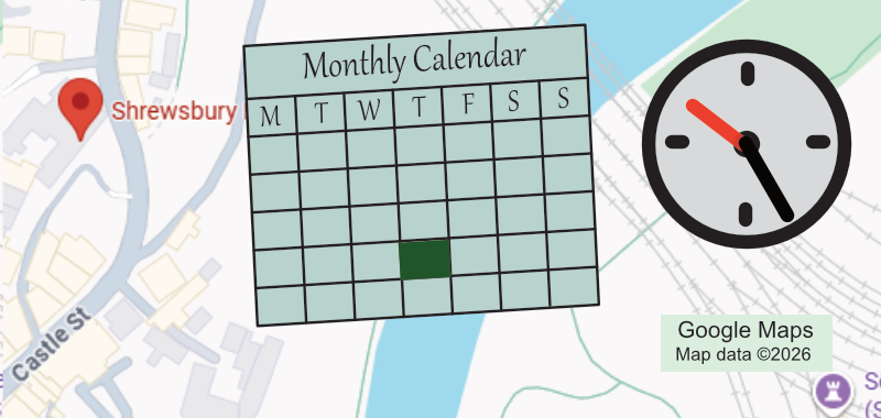 Graphic for the Local History 4 group, shows location, calendar and time.