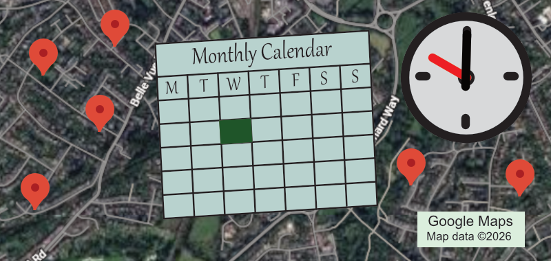 Graphic for the Topical Discussion group, shows location, calendar and time.