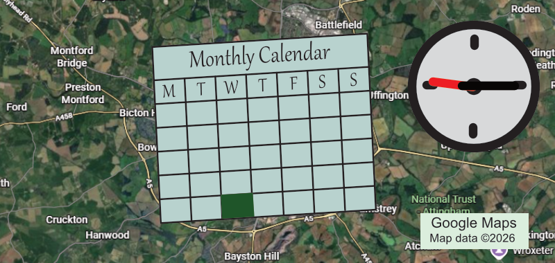Graphic for the Walks 5th Wednesday group, shows location, calendar and time.
