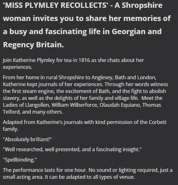 Publicity material from Frank Velander for the October speaker Katherine Plymley